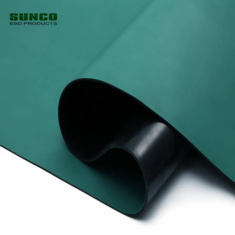 Shiny Green Gray Blue Black Antistatic Natural Rubber Mats for cleanroom