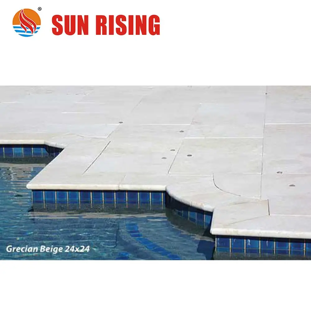 Popular White Travertine French Pattern For Swimming Pool Coping And Tile