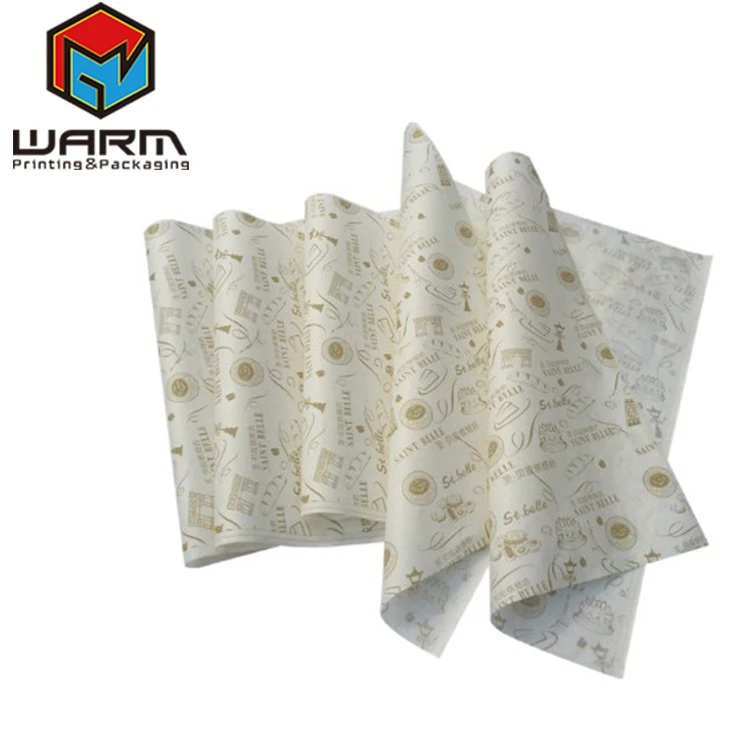 Wholesale Customized Printed Logo and Size Food Safe Grade burger paper Greaseproof Deli Meat Wrapping Wax Coated Paper