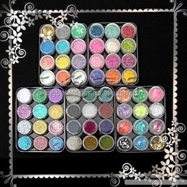 wholesale bulk chunky holographic colorful shape glitter 32 Color eyeshadow Glitter powder for Makeup eye Painting