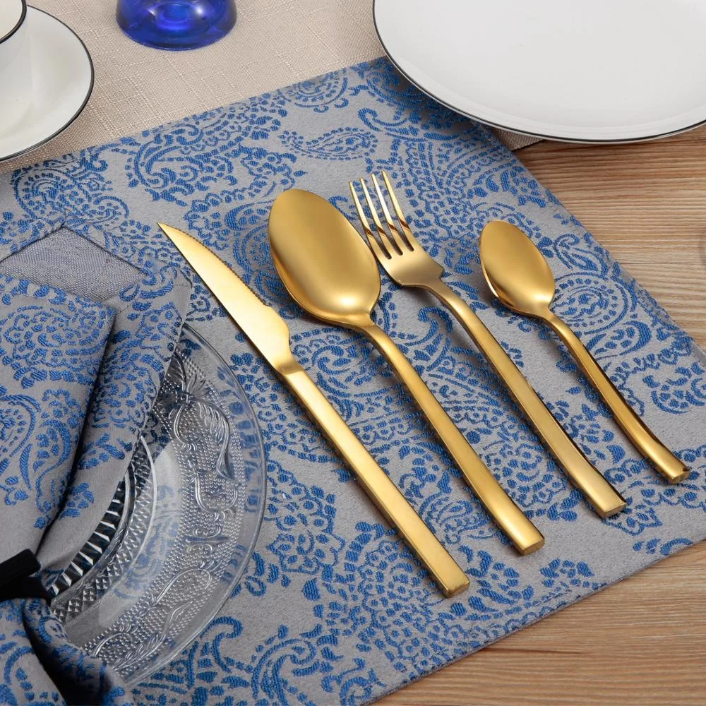 daoqi wholesale stainless steel gold plated fork and knife 24pcs cutlery set