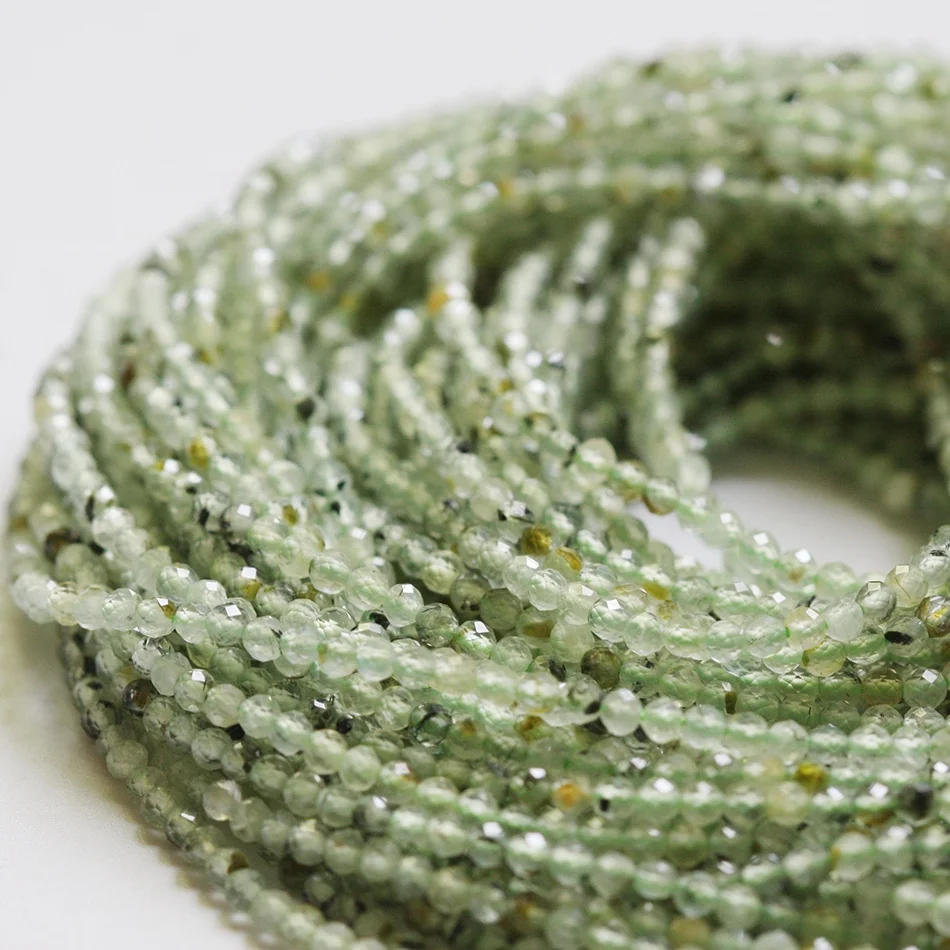 2mm Faceted Prehnite Natural Gemstone  Beads Round faced beads  Loose Stone for DIY Necklace Bracelet Making