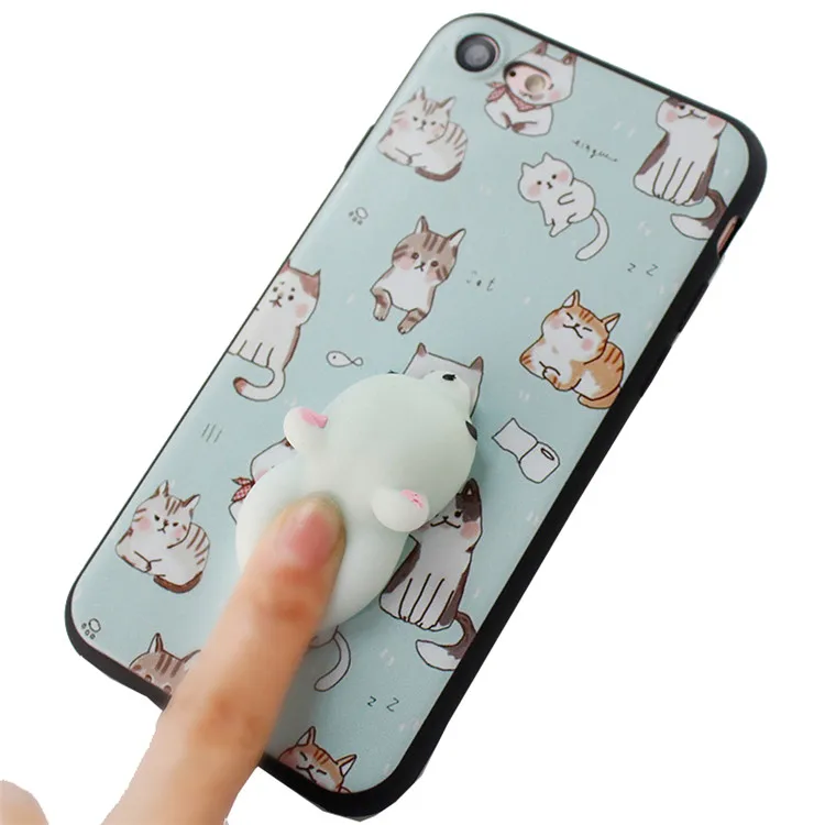 Стресс Редуктор 3D Трехмерный мультфильм Squishy телефона чехол для Iphone 7 Plus