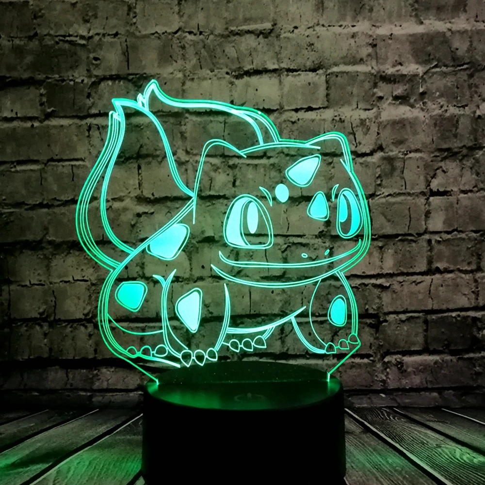 Remote control 3D Cartoon USB Lamp Pokeball Bulbasaur Pokemon Go Game LED Night Light Visual Illusion Table Holiday Kid Toy