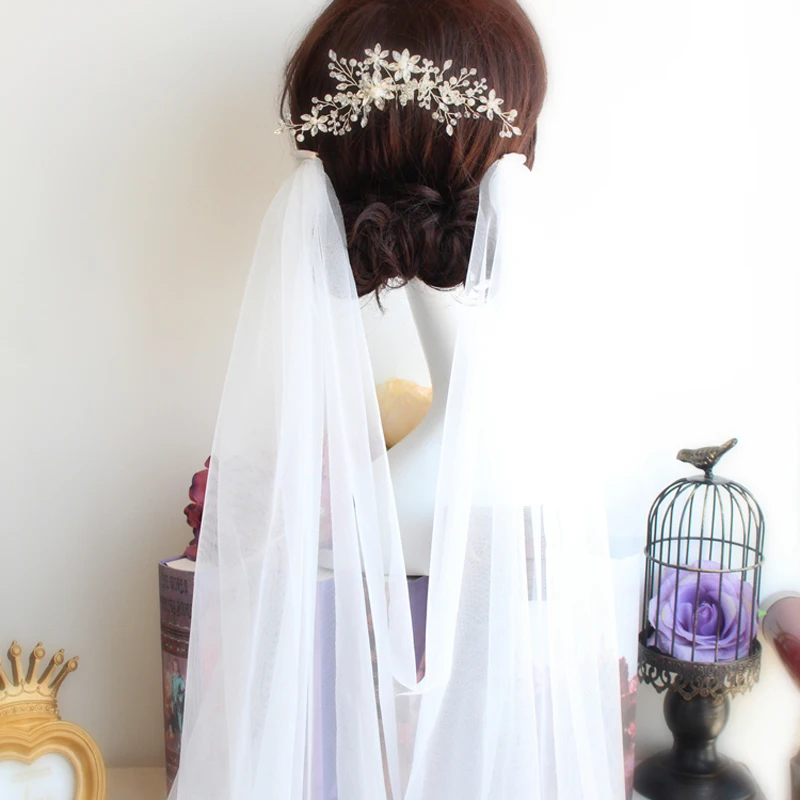 V621 New Design 3 meter wedding veil long with comb wholesale bridal veils cathedral wedding veil with double shoulder combs
