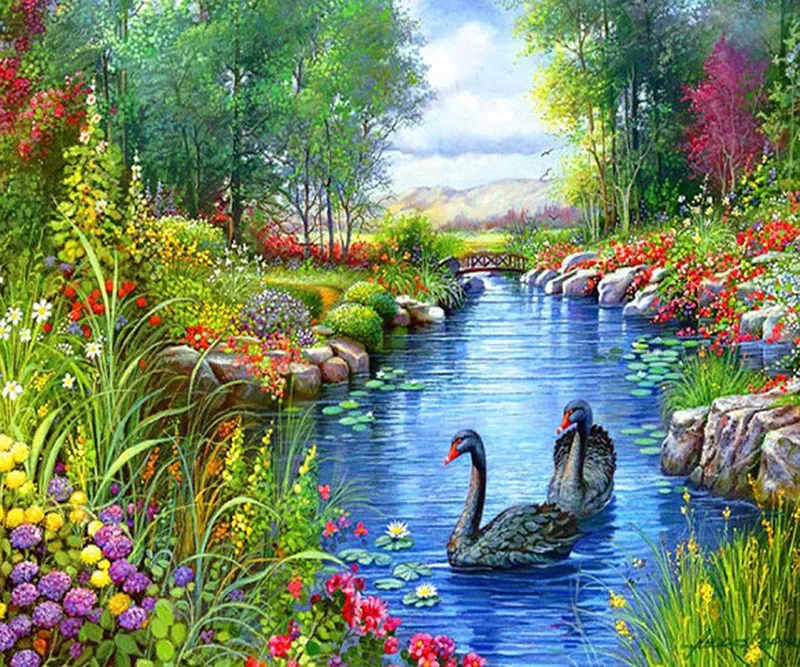
5D DIY Diamond Painting Swan Full Square/ Round Diamond embroidery Cross stitch Diamond crystal Wall Painting gift 