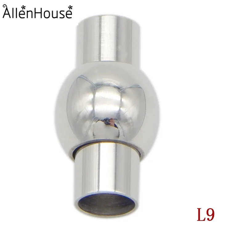 wholesale 3/4/5/6mm ball shape stainless steel leather cord end cap clasp and leather bracelets connector