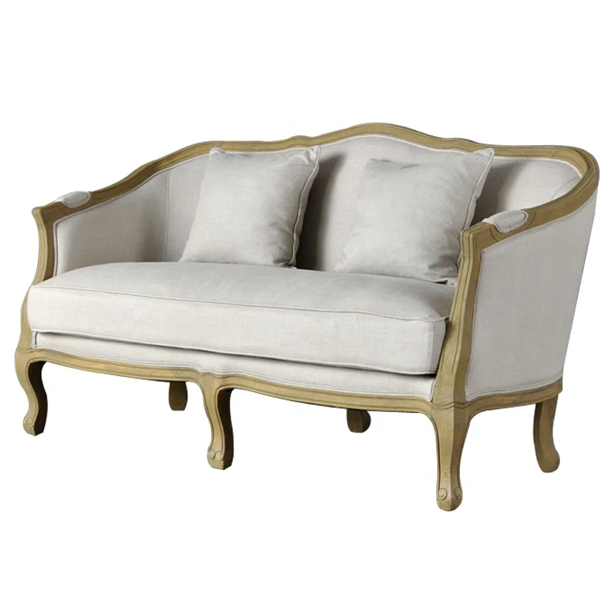 
Vintage Home Fabric Furniture Solid Wood Design Wooden Frame Loveseat Wedding Living Room Sofa 
