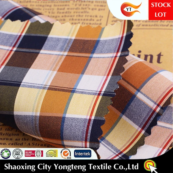New yarn dyed elastic plaid cotton shirt fabric