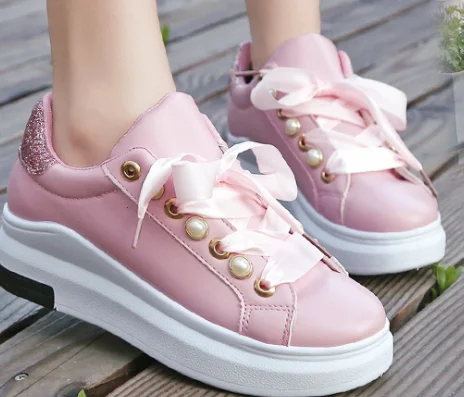 Summer latest design fashion breathable flat increase beautiful pearl woman casual shoes