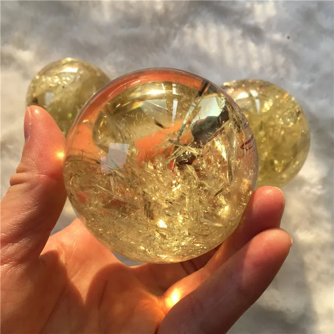 natural citrine quartz crystal ball yellow rainbow  quartz sphere for decoration