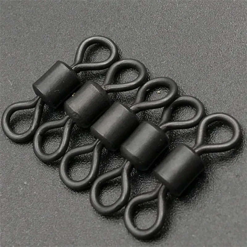 carp fishing accessories size 8 Rolling swivels matte black color for hook rigs