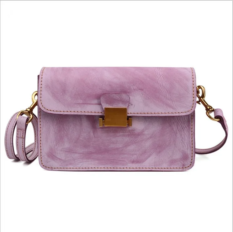 Korean version of the new fashion leather handbags bag female 2019 new retro shoulder bag Messenger  tofu bag