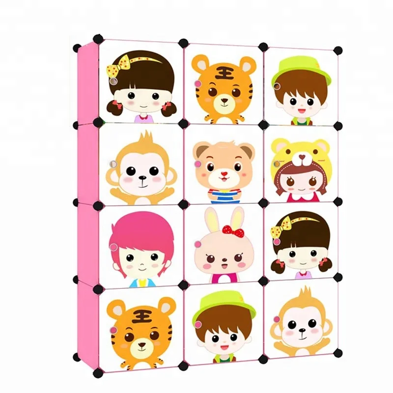 
Cartoon door Freestanding ABS Plastic diy folding cupboard baby wardrobe cupboard baby Dust seal wardrobe 