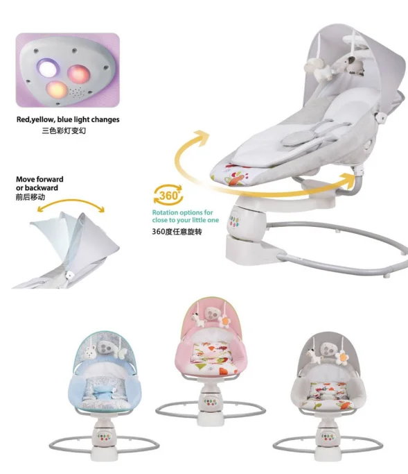 Classic vibration rocker baby bouncer washable seat pad musical baby swing with adorable toys