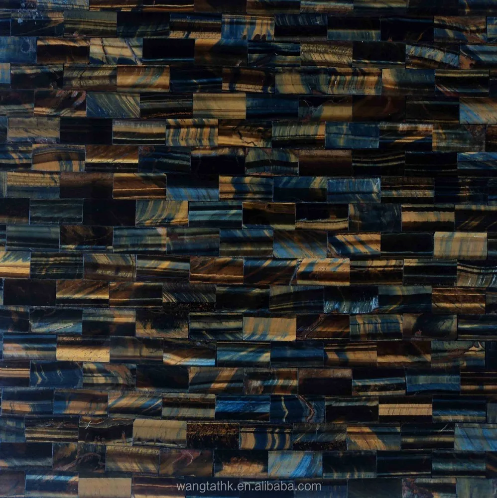 Натуральная желтая и синяя каменная плита из Тигрового Глаза