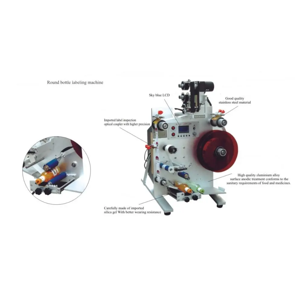 
Semi-atuo.Tabletop Sticker Round Bottle Labeling Machine 