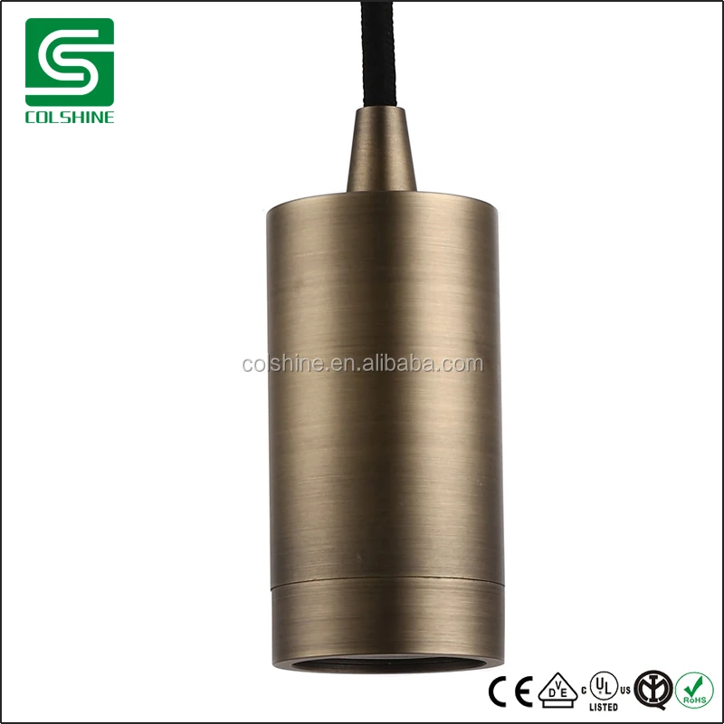 E27 Metal Pendant Lamp Holder with Ceiling Canopy and Textile Cable