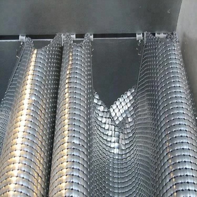 Silver sequin metallic/aluminum metal mesh fabric