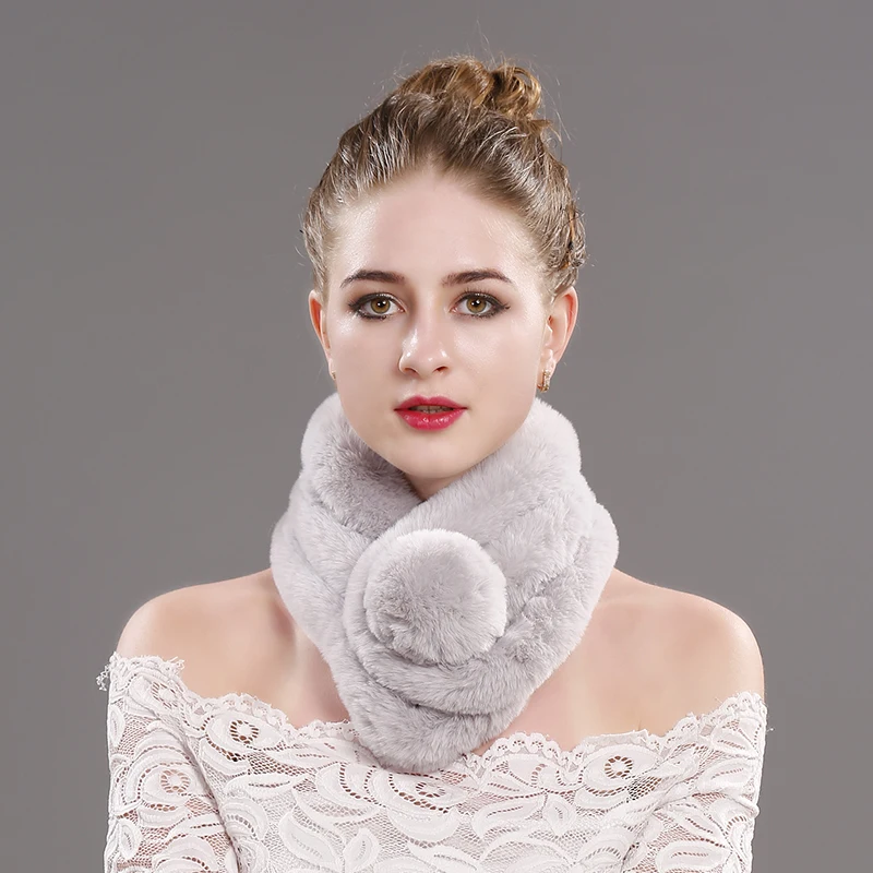 Hot selling fashion ladies winter warm fur ball scarf faux fur scarf