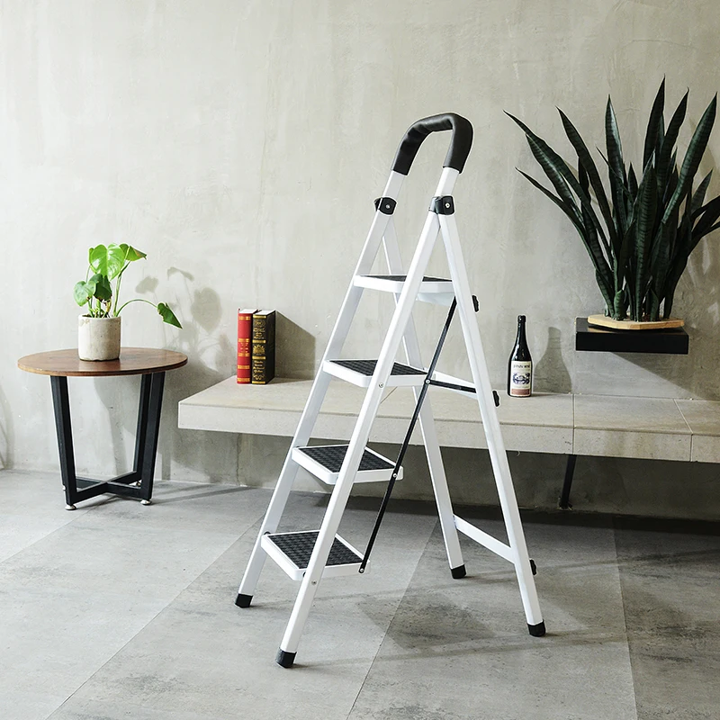 Portable aluminum telescopic steel folding step ladders