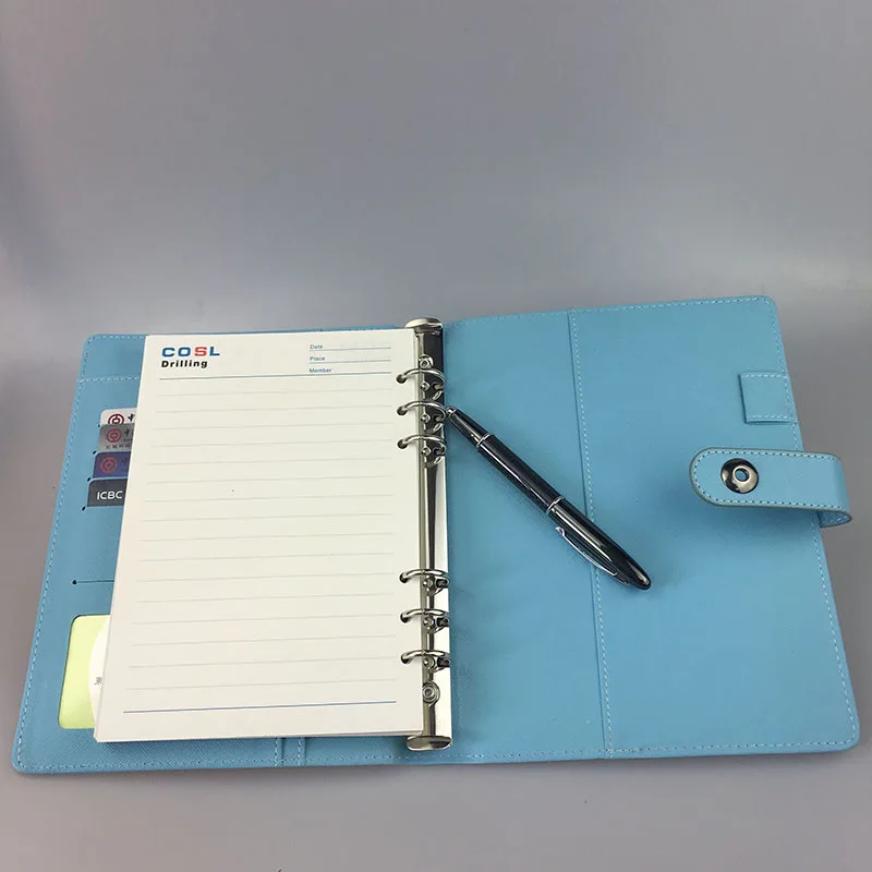 Pretty design pu leather organizer planner book , hardcover organizer agendas with 6 holes ring binder