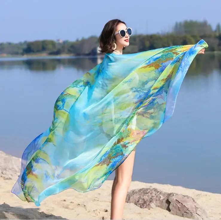 chiffon crepe print beach scarf shawl printing malaysia chiffon bubble printed beach shawl for women