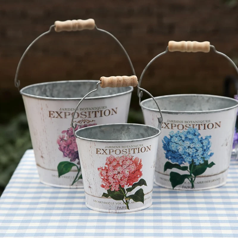 
High quality Planter Home & Garden Pot metal stick paper flower bucket 