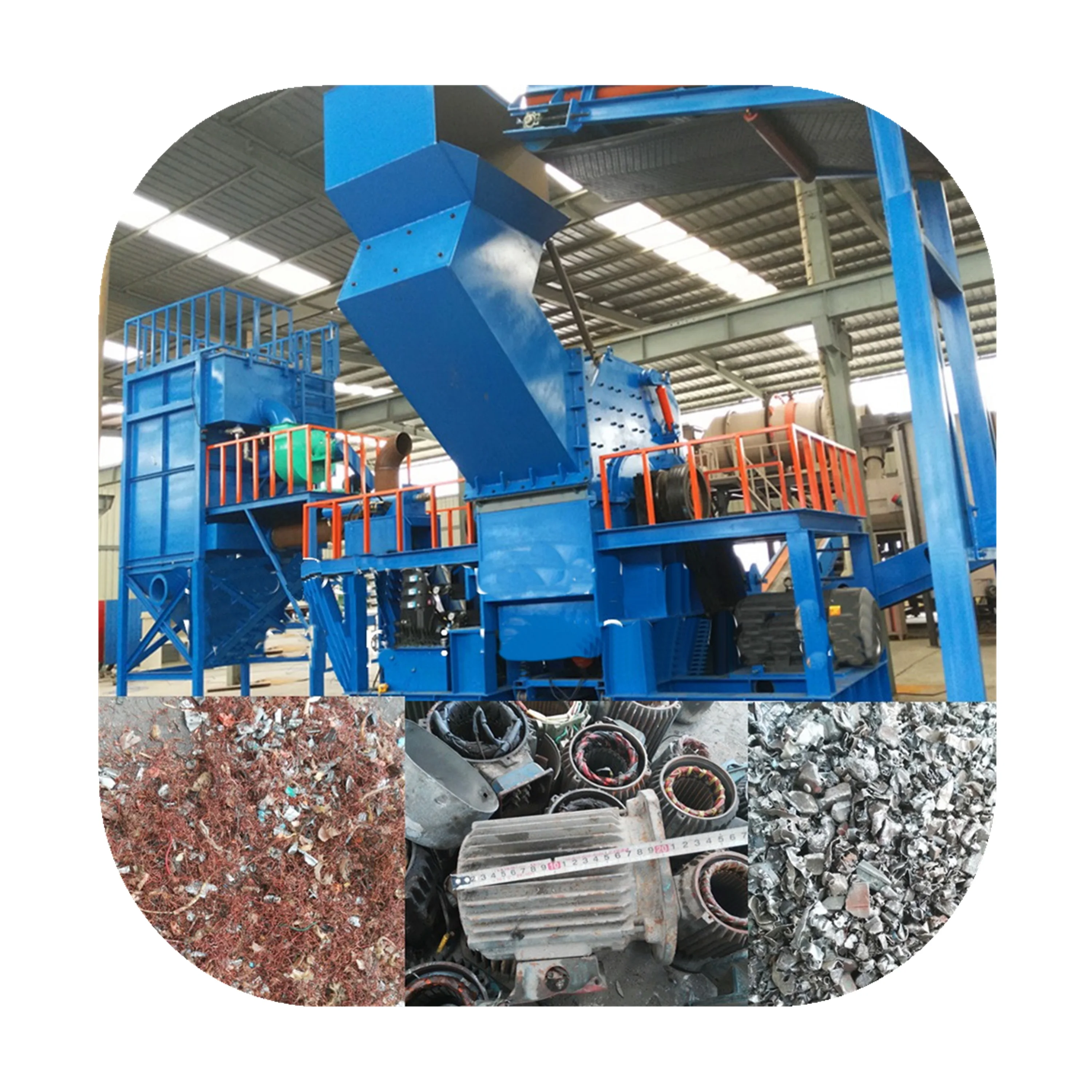 Waste Metal Engine Shredder /Industrial Copper Stator Recycling Machine for Copper Recovery