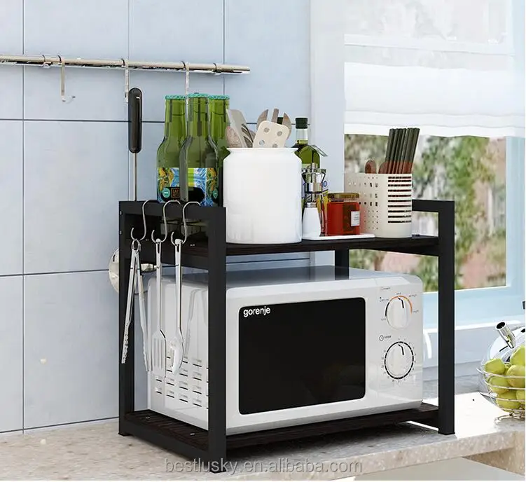 Деревянная полка для микроволновой печи, кухонная полка для хранения микроволновой печи