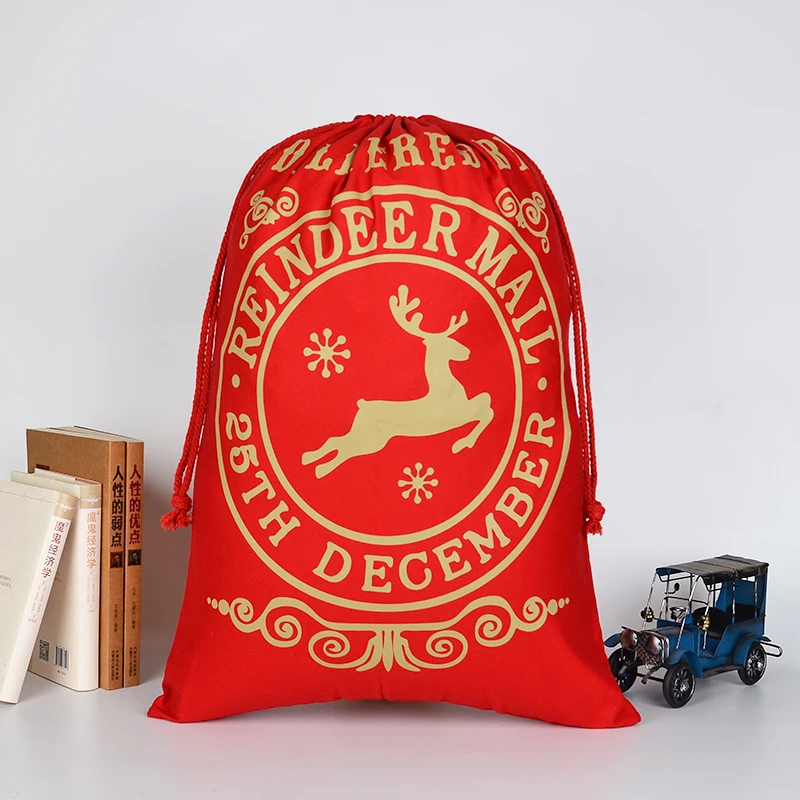 Personalized Canvas Burlap Bag For Gifts Bags Drawstring Extra Large Santa Sack Christmas