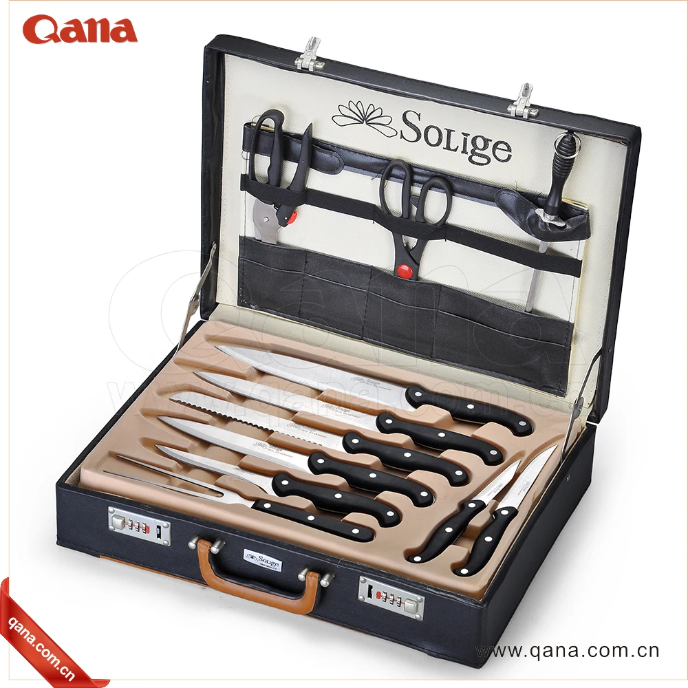 QANA Factory Wholesale OEM Knife chef Damascus Knife with Aluminium Case 25 Pcs Stainless Steel Knife Set