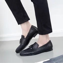 c10479a new arrival casual men slip on flat pu leather shoes