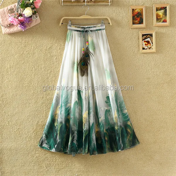 Korean summer chiffon lace dress,large bust dress ink printing fairy skirt
