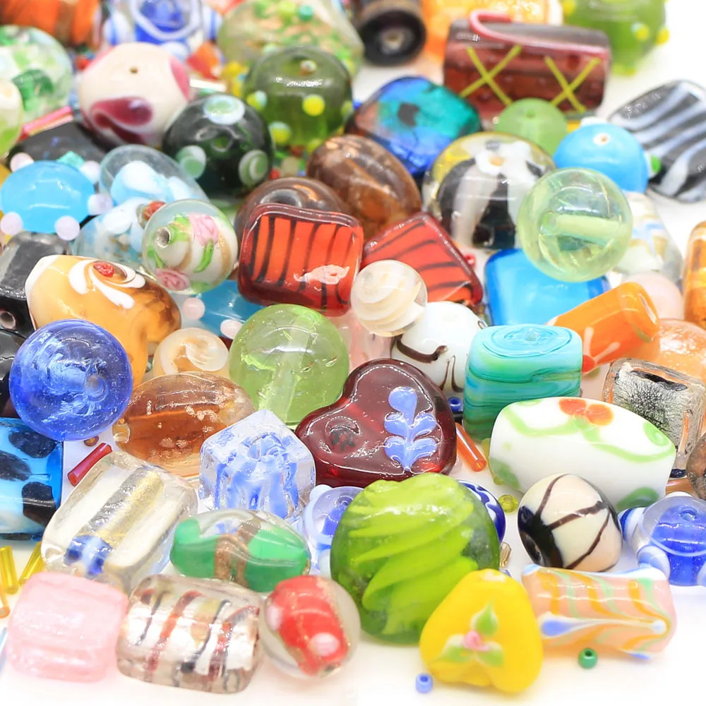 New lampwork glass bead mix with seed beads for making jewelry