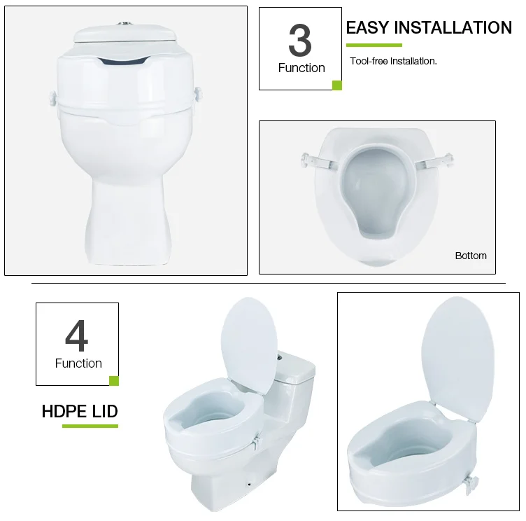 
Factory Supply Plastic White Raised Toilet Seat With Lid 