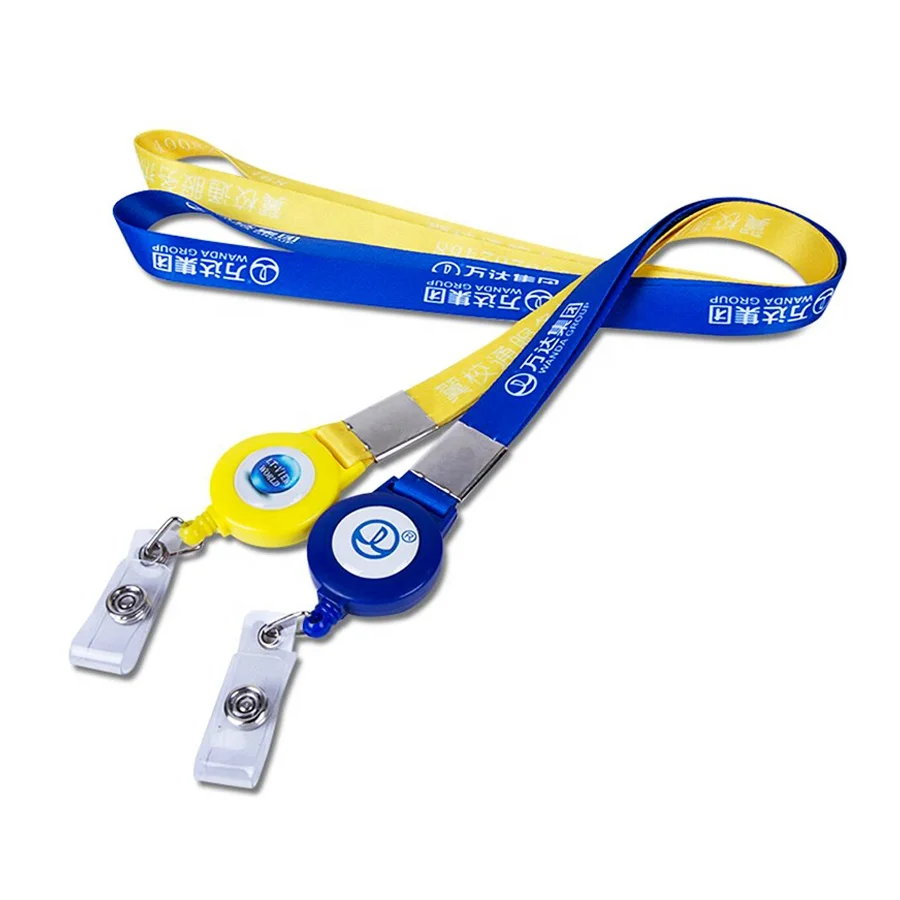 Wholes customized printed logo Lanyard with badge reels screen print your logo