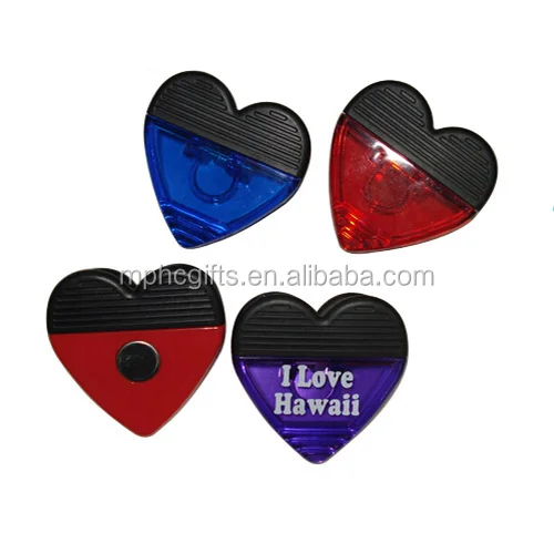 Custom Printing Love Heart Shape Transparent Plastic magnetic Clip