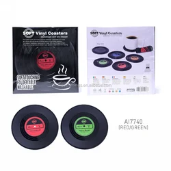Custom Logo Promotional item Retro Vinyl CD Record Soft Silicone Cup Mat