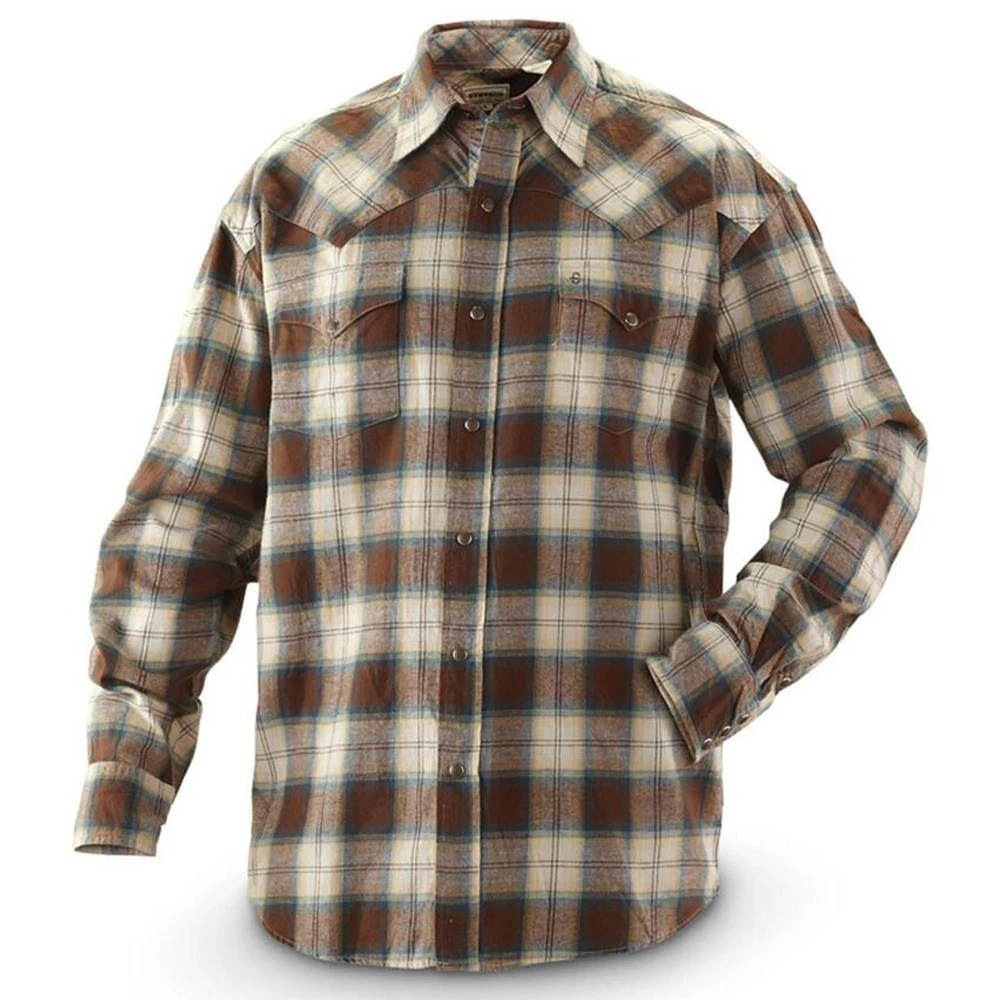 Stylish Flannel Hawaiian Shirt Long Sleeved Plaid Casual Shirt For Men