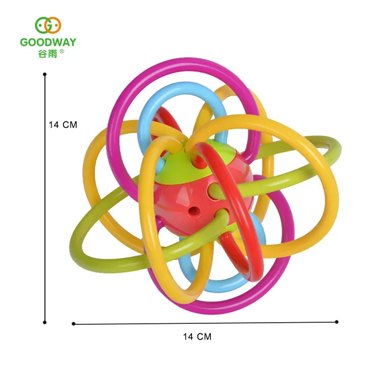 Non-toxic silicone rattle and sensory teether ball baby activity teething toy