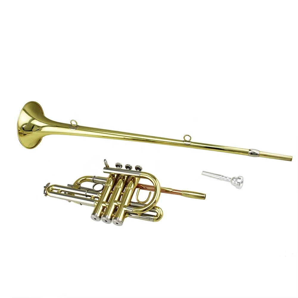 Gold lacquer Tone Bb Brass body Cupronickel tuning pipe/piston gold brass lead pipe Herald Trumpet
