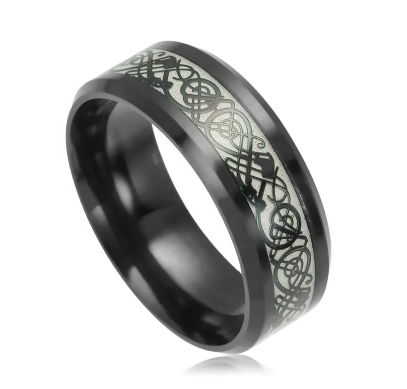 Wholesale Luminous Ring Gold Dragon Stainless Steel /Titanium  Ring Gift For Men Women