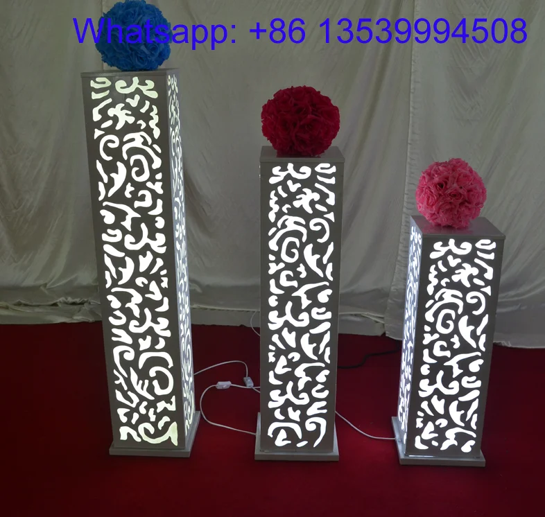 led light white indian wedding pillars for wedding walkway decoration