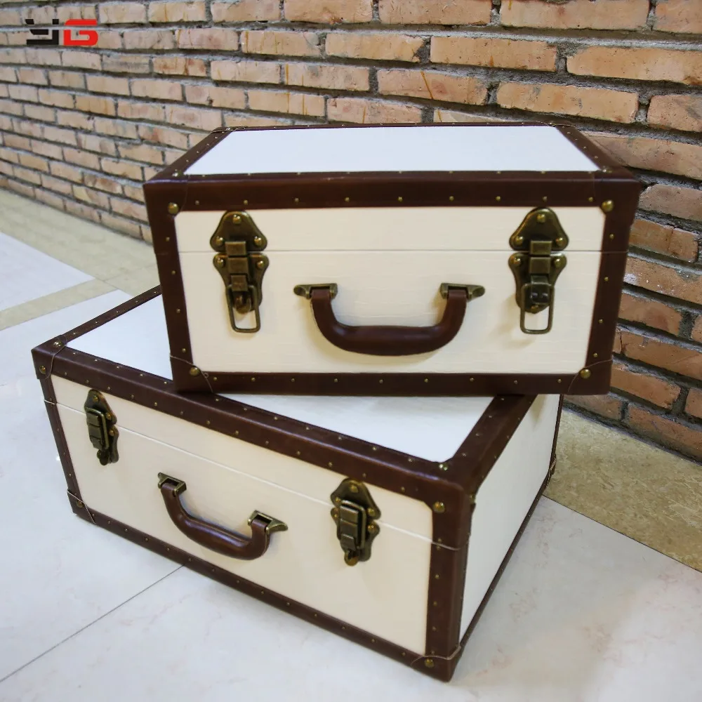 White Crocodile Leather Decorative Vintage suitcase