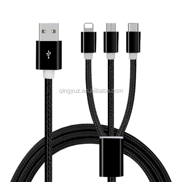 Производство логотип под заказ нейлоновая оплетка несколько 3 в 1 usb-кабель для зарядки iPhone Тип c micro