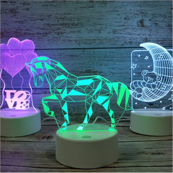 Gift for Lover 3D Heart Shaped Nightlight LED 7 Colors Adult Acrylic Night Lamp in Vietnam