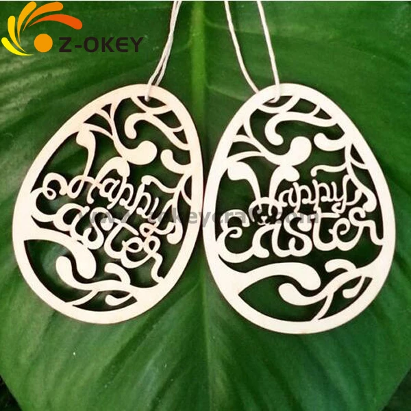 Easter egg 2018 laser cutting wood decoration pendant customized