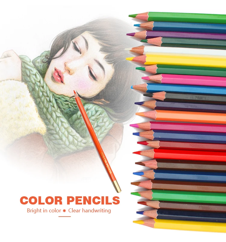 12/24Colors Wood Colored Pencils Lapis De Cor Artist Painting Oil Color Pencil For School Drawing Sketch Art Supplies