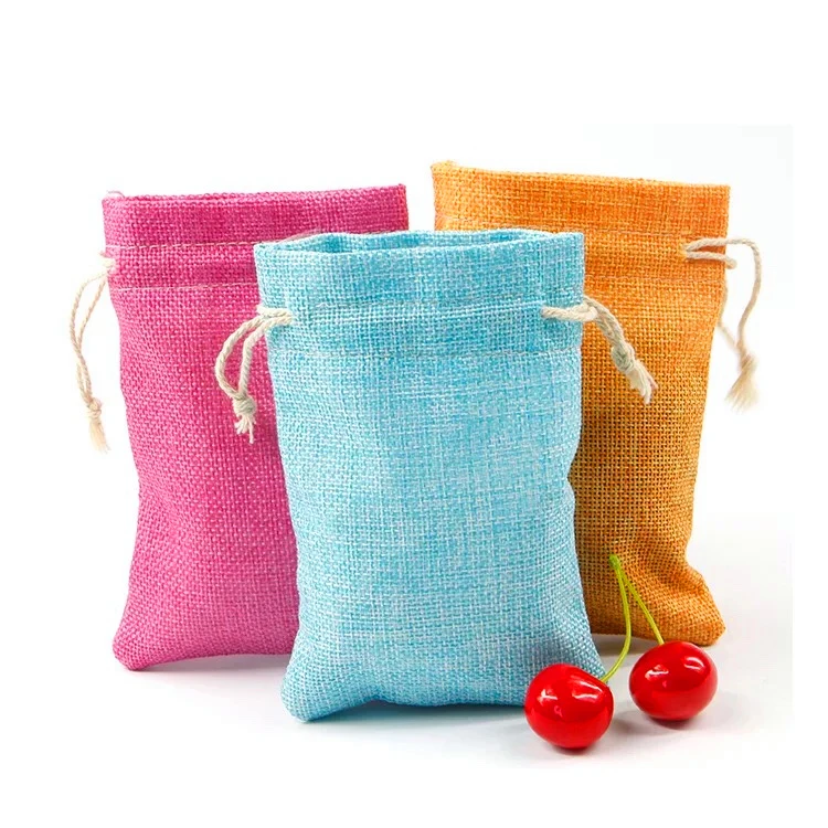 Custom Collins Natural Burlap Bags Wholesale Hemp Jute Hessian Drawstring Sack Small Wedding Favor Gift Straw Jute Bag